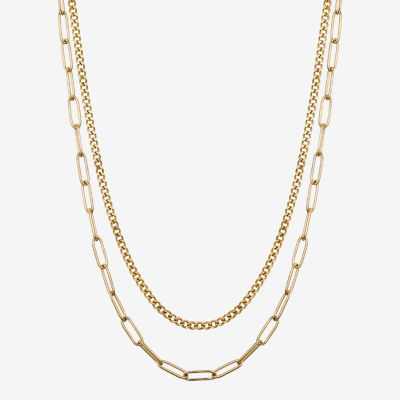 Moda Sport Hypoallergenic Water-Resistant 14K Gold Over Stainless Steel 16 Inch Curb Chain Necklace