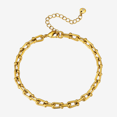 Moda Sport Hypoallergenic Water-Resistant 14K Gold Over Stainless Steel Link Chain Bracelet