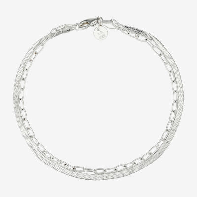 Moda Sport Hypoallergenic Water-Resistant Womens Stainless Steel Semisolid Herringbone Hypoallergenic Chain Bracelet