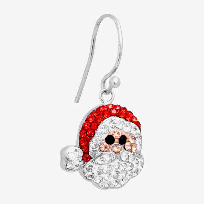 Sparkle Allure Santa Claus Crystal Pure Silver Over Brass Drop Earrings