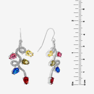 Sparkle Allure Holiday String Lights Crystal Pure Silver Over Brass Drop Earrings