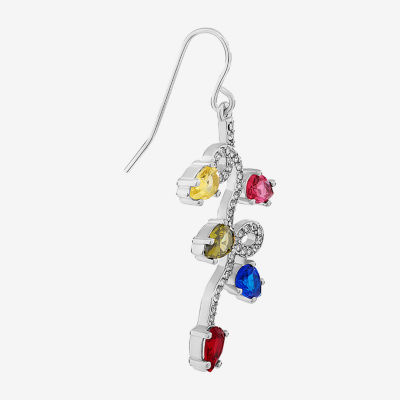 Sparkle Allure Holiday String Lights Crystal Pure Silver Over Brass Drop Earrings