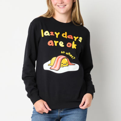 Juniors Gudetama Oversized Sweatshirt Womens Crew Neck Long Sleeve