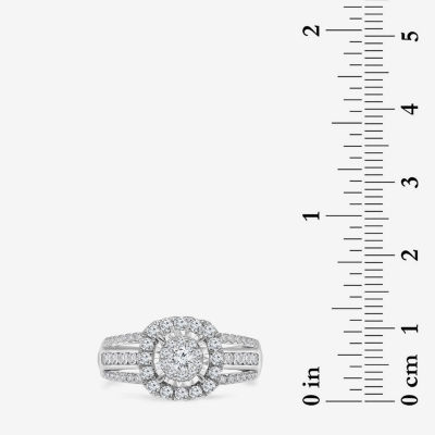 (I / SI2) Womens 1 CT. T.W. Lab Grown White Diamond 10K or 14K Gold Cushion Side Stone Halo Engagement Ring