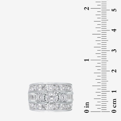 Womens 4 CT. T.W. Natural White Diamond 10K White Gold Round 3-Stone Bridal Set