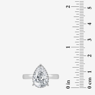 3 1/7 Ct.T.W. (I / I1) Womens Ct. T.W. Lab Grown White Diamond 14K Gold Pear Halo Engagement Ring