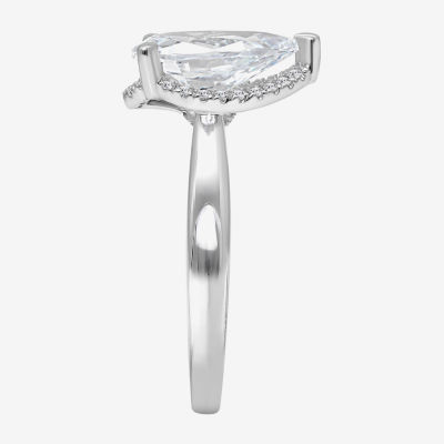 (I / I1) Womens 3 1/7 Ct. T.W. Lab Grown White Diamond 14K White Gold Pear Halo Engagement Ring