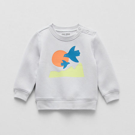 Okie Dokie Baby Unisex Crew Neck Long Sleeve Fleece Sweatshirt, 24 Months, Gray