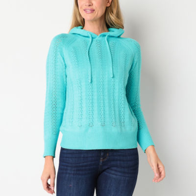 St. John's Bay Womens Hooded Long Sleeve Pullover Sweater