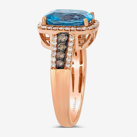 Le Vian Ring Featuring Blue Topaz Chocolate Diamonds Nude Diamonds Set In 14K Strawberry Gold, 7, Swiss Blue Topaz