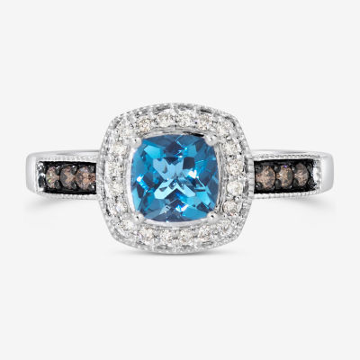 Le Vian® Ring featuring Deep Sea Blue Topaz™ Chocolate Diamonds® Nude Diamonds™ set in 14K Vanilla Gold®