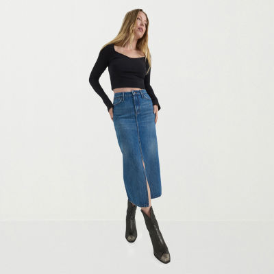 Wrangler Womens Midi Denim Skirt