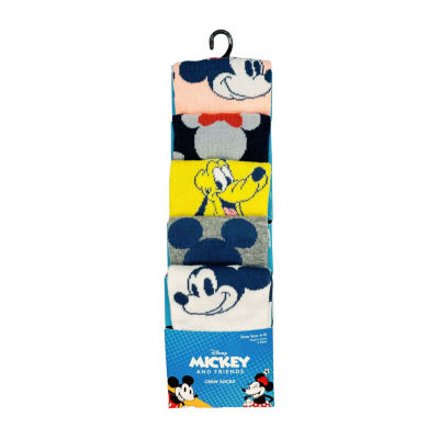 5 Pair Mickey Mouse Crew Socks Womens