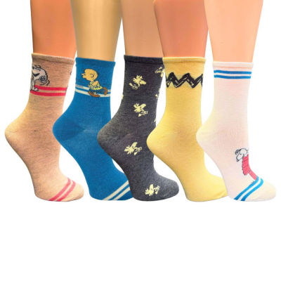 5 Pair Peanuts Crew Socks Womens