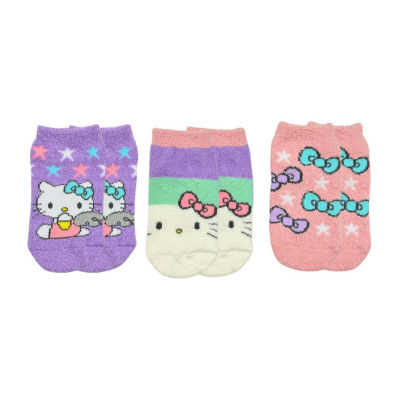 Little & Big Girls 3 Pair Hello Kitty Cozy Low Cut Socks