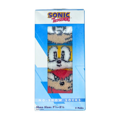 Little & Big Boys 3 Pair Sonic the Hedgehog Low Cut Socks