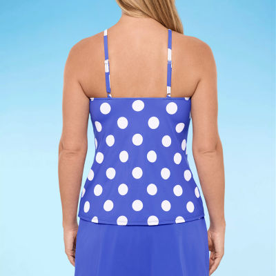 Liz Claiborne Womens Comfort Straps Dots Tankini Swimsuit Top