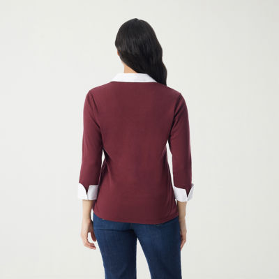 Gloria Vanderbilt Maxine Womens 3/4 Sleeve Layered Top