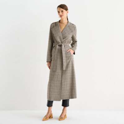 Worthington Womens Belted Midweight Trench Coat
