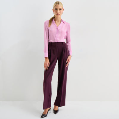 Worthington Womens Cuffed Long Sleeve Button-Down Shirt