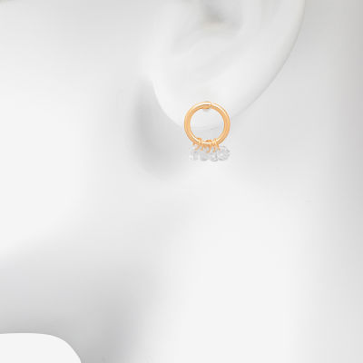 Bijoux Bar Delicates Gold Tone Womens Cubic Zirconia Round Drop Earrings