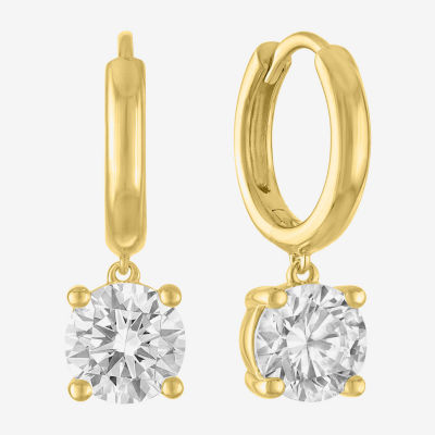 (G-H, Si2-I1) Womens 2 CT. T.W. Lab Grown White Diamond 14K Gold Over Silver 20.2mm Round Hoop Earrings