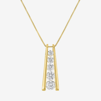 (G-H / Si2-I1) Womens 1 1/2 CT. T.W. Lab Grown White Diamond 14K Gold Over Silver Round 18 Inch Pendant Necklace