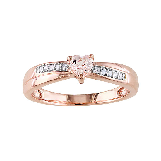 Genuine Morganite & Diamond-Accent Heart-Shaped Ring