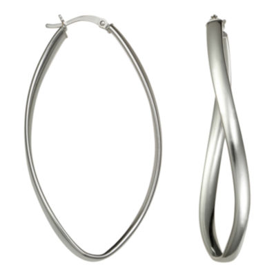 Sterling Silver Oval Drop Earrings