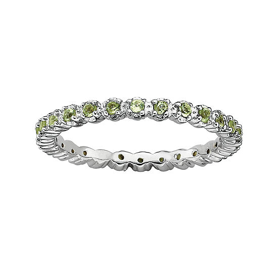 Personally Stackable Genuine Peridot Sterling Silver Eternity Ring