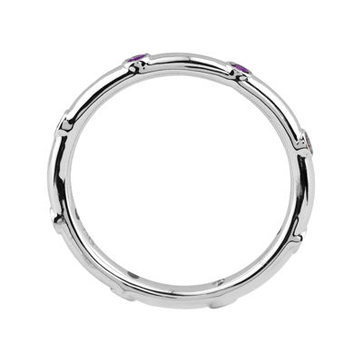 Personally Stackable Genuine Amethyst Sterling Silver Station Ring