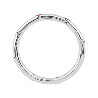 Personally Stackable Lab-Created Ruby Sterling Silver Station Ring