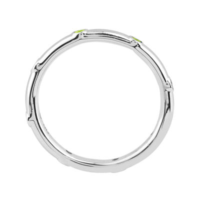 Personally Stackable Genuine Peridot Sterling Silver Station Ring