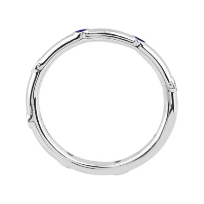 Personally Stackable Lab-Created Blue Sapphire Sterling Silver Station Ring