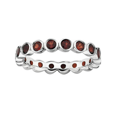 Personally Stackable Genuine Garnet Sterling Silver Eternity Ring