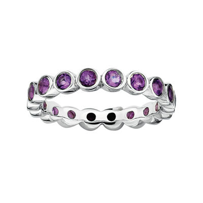 Personally Stackable Genuine Amethyst Sterling Silver Eternity Ring