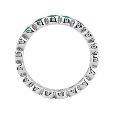 Personally Stackable Lab-Created Emerald Sterling Silver Eternity Ring