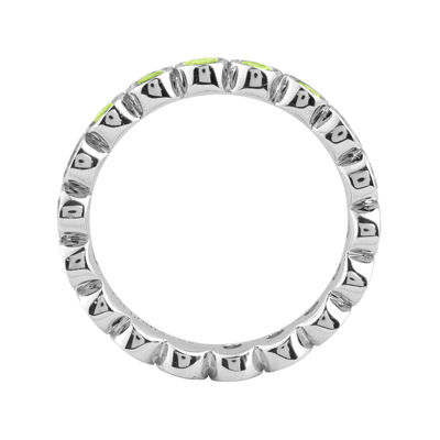 Personally Stackable Genuine Peridot Sterling Silver Eternity Ring