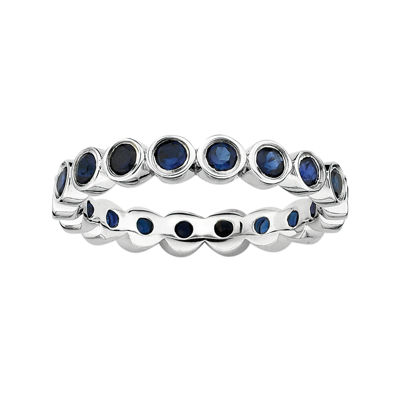 Personally Stackable Lab-Created Blue Sapphire Sterling Silver Eternity Ring