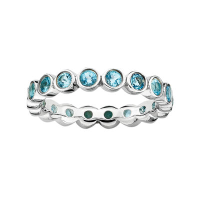 Personally Stackable Genuine Blue Topaz Sterling Silver Eternity Ring