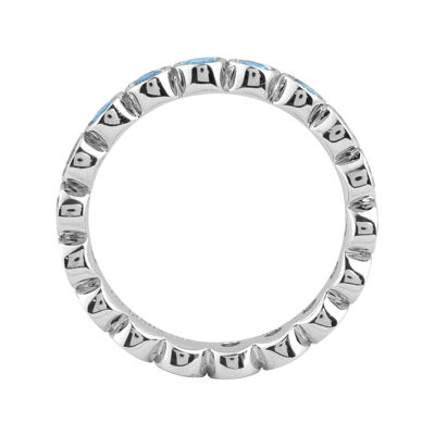 Personally Stackable Genuine Blue Topaz Sterling Silver Eternity Ring