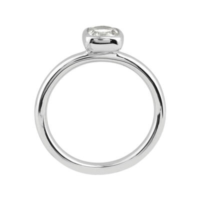 Personally Stackable Cushion-Cut Genuine White Topaz Sterling Silver Ring