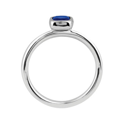 Personally Stackable Cushion-Cut Blue Sapphire Sterling Silver Ring