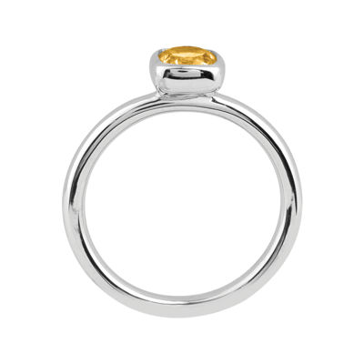 Personally Stackable Cushion-Cut Genuine Citrine Sterling Silver Ring