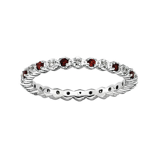 Personally Stackable Genuine Garnet & Diamond-Accent Eternity Ring