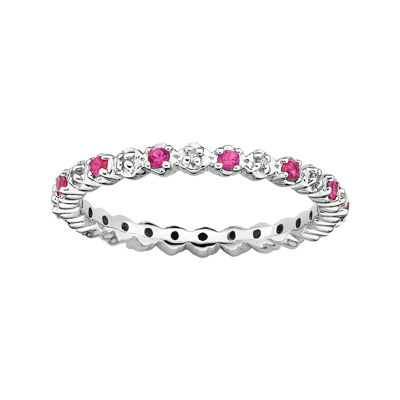 Personally Stackable Lab Created Ruby & Diamond-Accent Eternity Ring Sterling Silver