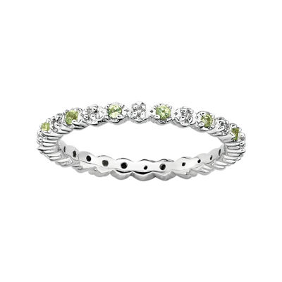 Personally Stackable Genuine Peridot & Diamond-Accent Eternity Ring