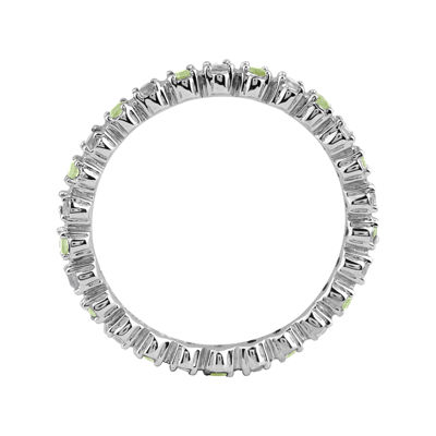 Personally Stackable Genuine Peridot & Diamond-Accent Eternity Ring