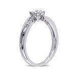 1/5 CT. T.W. Diamond 10K White Gold Cluster Bypass Promise Ring
