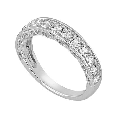 1 CT.T.W. Natural Diamond 10K White Gold Wedding Band